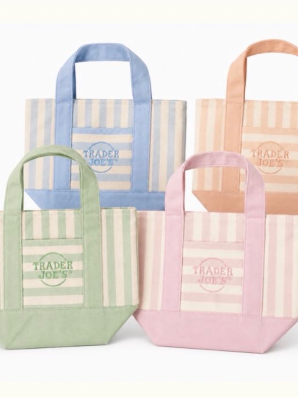 Trader Joe's Pastel Pink Stripe Canvas Tote
